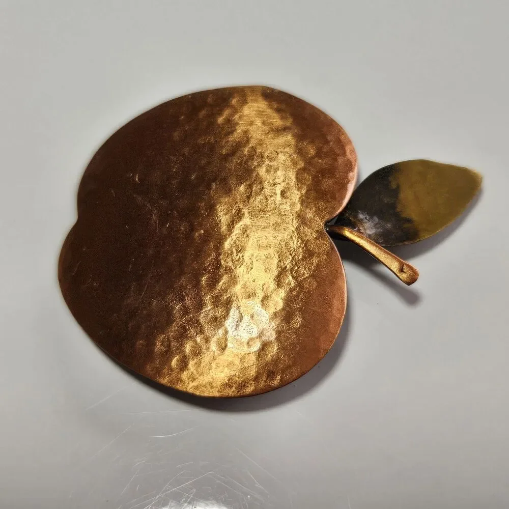 Vintage Hammered Copper and Brass Apple Brooch